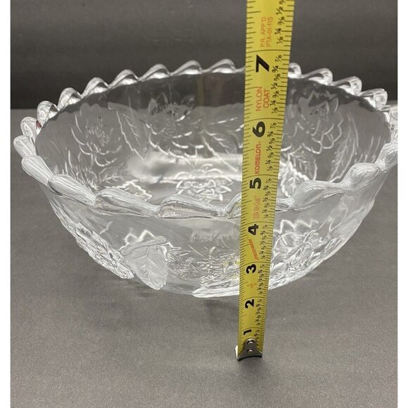 Crystal Floral Bowl Glass 10” World Showcase Scalloped Edges Salad Original Box - Picture 8 of 13